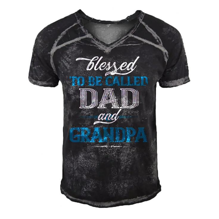 Blessed To Be Called Dad And Grandpa Funny Fathers Day Idea Men's Short Sleeve V-neck 3D Print Retro Tshirt