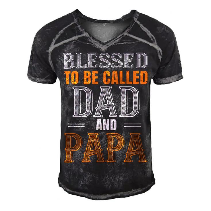 Blessed To Be Called Dad And Papa Fathers Day Gift Men's Short Sleeve V-neck 3D Print Retro Tshirt