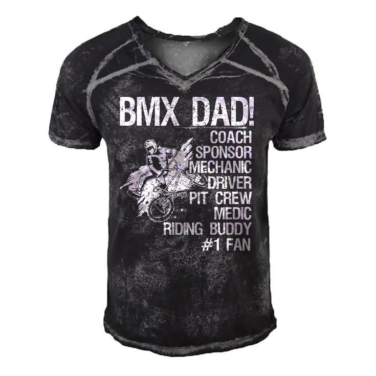 Bmx Dad Coach Sponsor Mechanic Driver On Back Classic Men's Short Sleeve V-neck 3D Print Retro Tshirt