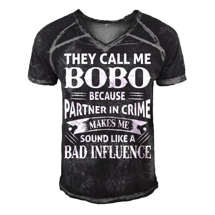 Bobo Grandpa Gift   They Call Me Bobo Because Partner In Crime Makes Me Sound Like A Bad Influence Men's Short Sleeve V-neck 3D Print Retro Tshirt