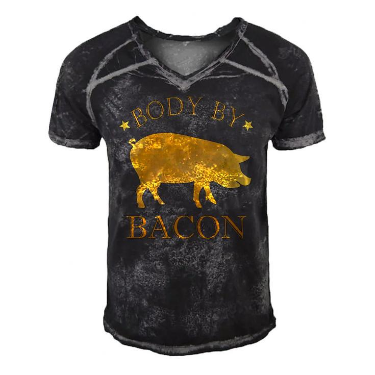Body By Bacon Bbq Grilling Ham Loving Mens Funny Men's Short Sleeve V-neck 3D Print Retro Tshirt