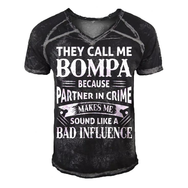 Bompa Grandpa Gift   They Call Me Bompa Because Partner In Crime Makes Me Sound Like A Bad Influence Men's Short Sleeve V-neck 3D Print Retro Tshirt