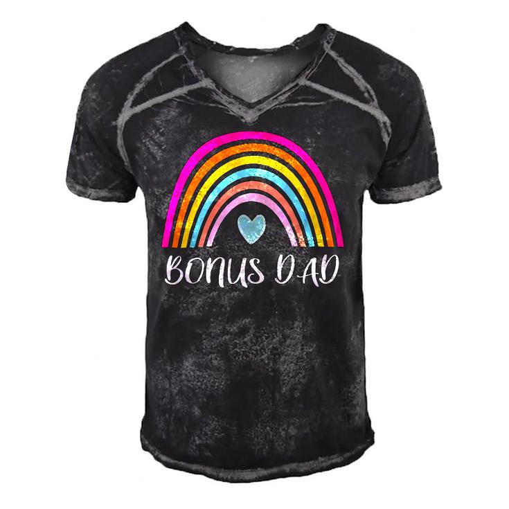 Bonus Dad Gifts From Daughter For Fathers Day Rainbow Men's Short Sleeve V-neck 3D Print Retro Tshirt