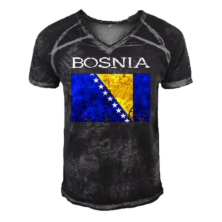 Bosnia-Herzegovina Bosnian Flag Bosnian Pride Bosnian Roots Men's Short Sleeve V-neck 3D Print Retro Tshirt