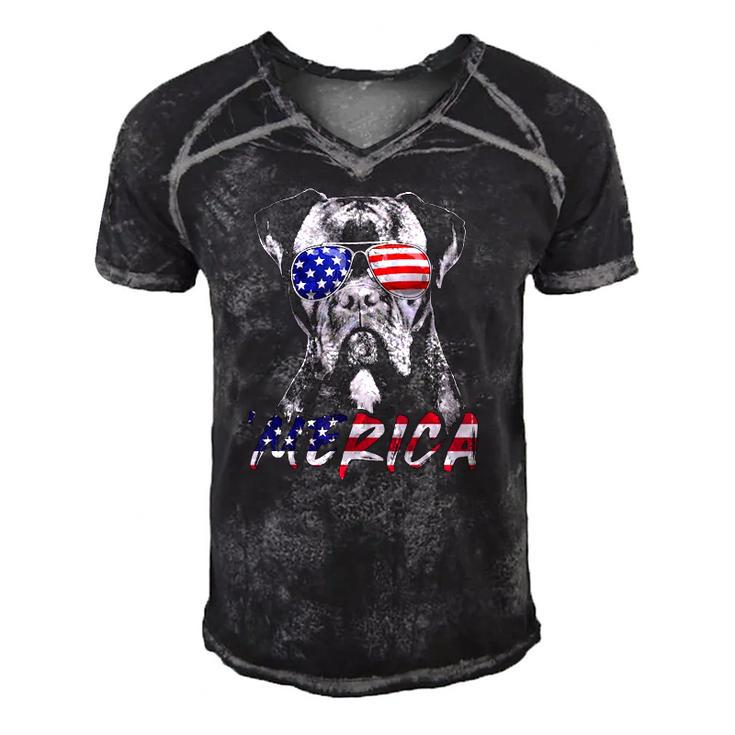 Boxer Dog American Usa Flag Merica 4Th Of July Dog Lover Men's Short Sleeve V-neck 3D Print Retro Tshirt
