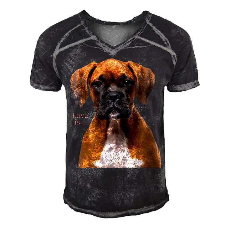 Boxer Dog  Dog Mom Dad Love Is Puppy Pet Women Men Kids  Men's Short Sleeve V-neck 3D Print Retro Tshirt