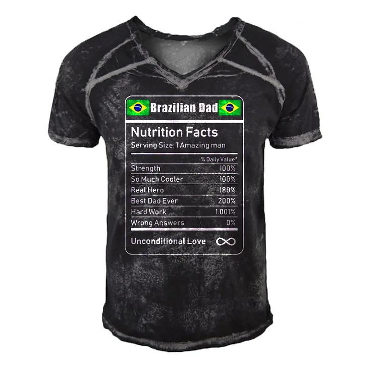 Brazilian Dad Nutrition Facts Fathers Men's Short Sleeve V-neck 3D Print Retro Tshirt