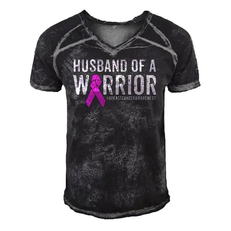 Breast Cancer Husband  Awareness Husband Of A Warrior Men's Short Sleeve V-neck 3D Print Retro Tshirt