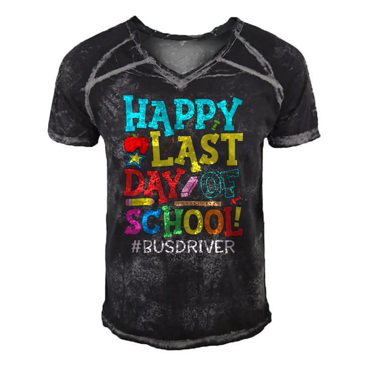 Bus Driver Life Happy Last Day Of School Summer Break Men's Short Sleeve V-neck 3D Print Retro Tshirt
