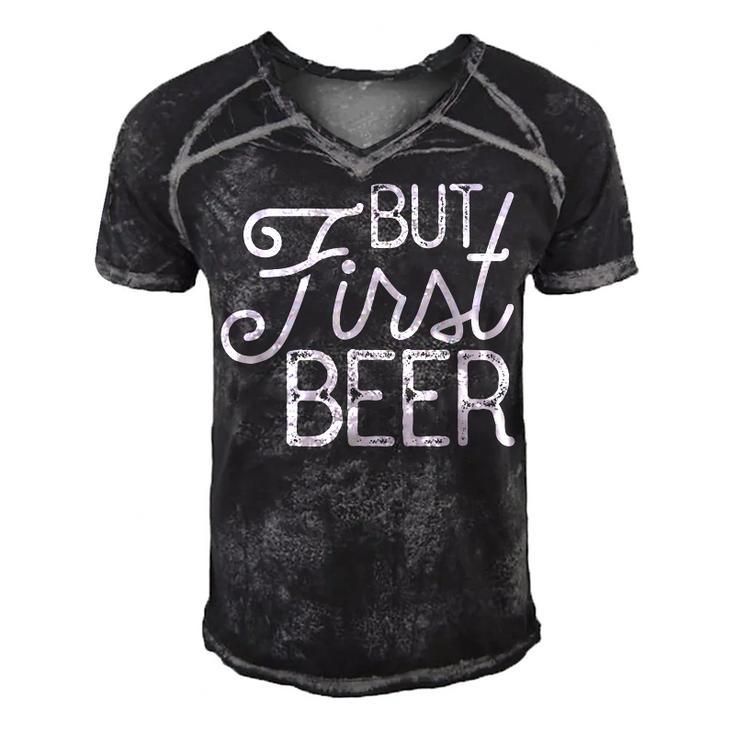 But First Beer Gift  Men's Short Sleeve V-neck 3D Print Retro Tshirt