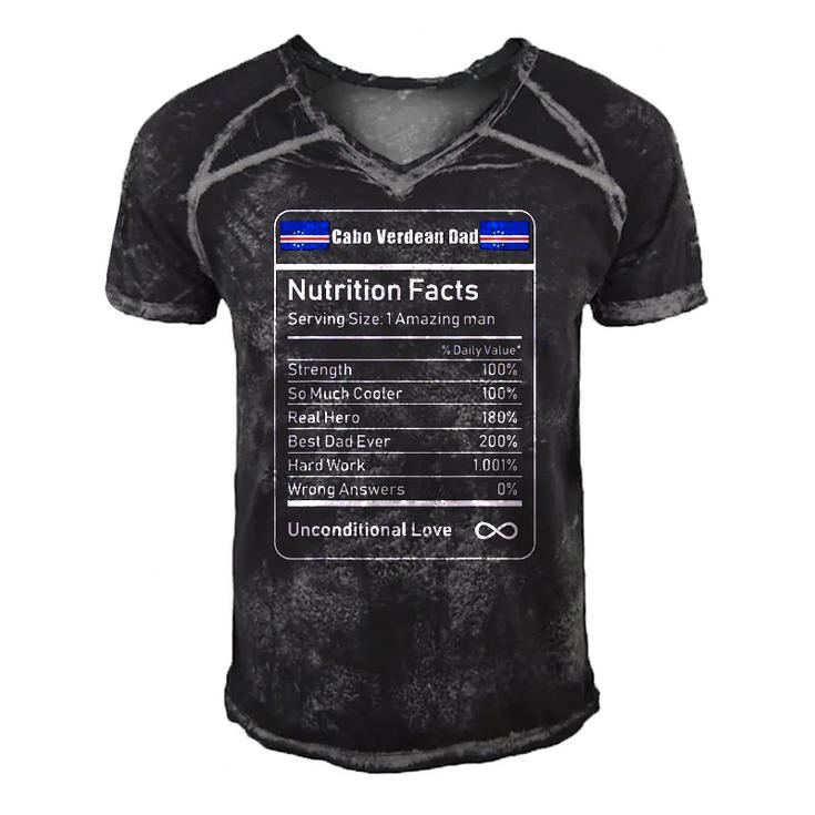 Cabo Verdean Dad Nutrition Facts Men's Short Sleeve V-neck 3D Print Retro Tshirt