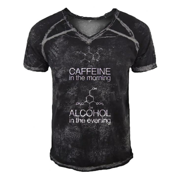 Caffeine Molecule & Alcohol Molecule Funny Gift Men's Short Sleeve V-neck 3D Print Retro Tshirt