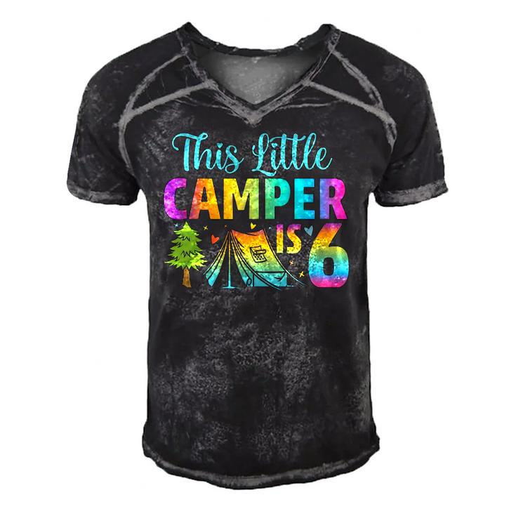 Camper Kids Birthday 6 Years Old Camping 6Th B-Day Funny Men's Short Sleeve V-neck 3D Print Retro Tshirt