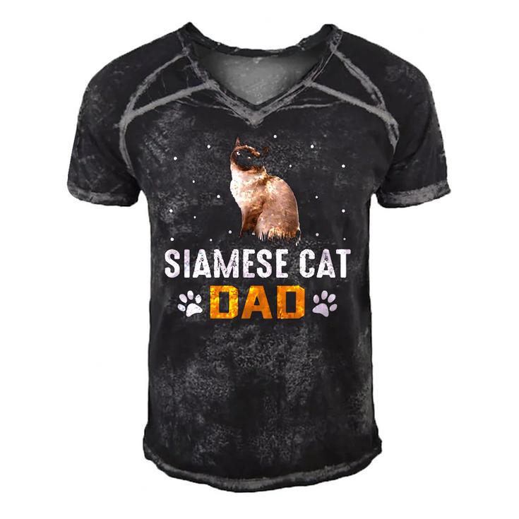 Cat - Siamese Cat Dad - Siamese Cat Men's Short Sleeve V-neck 3D Print Retro Tshirt