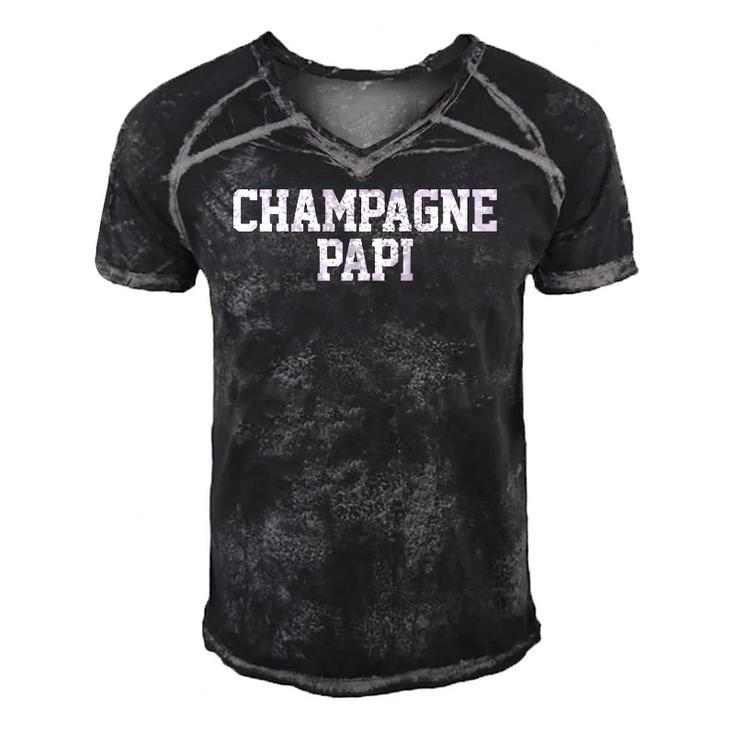 Champagne Papi Dad Fathers Day Love Family Support Tee Men's Short Sleeve V-neck 3D Print Retro Tshirt