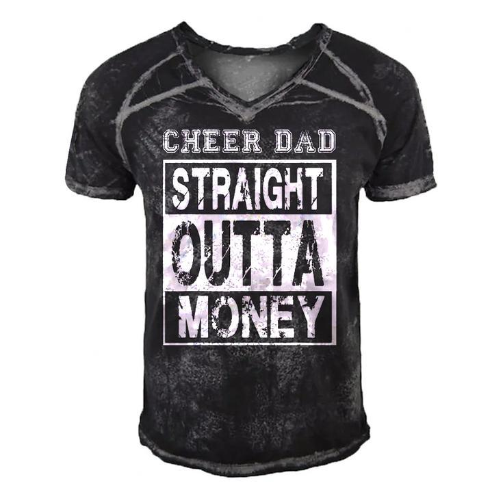 Cheer Dad - Straight Outta Money - Funny Cheerleader Father Men's Short Sleeve V-neck 3D Print Retro Tshirt