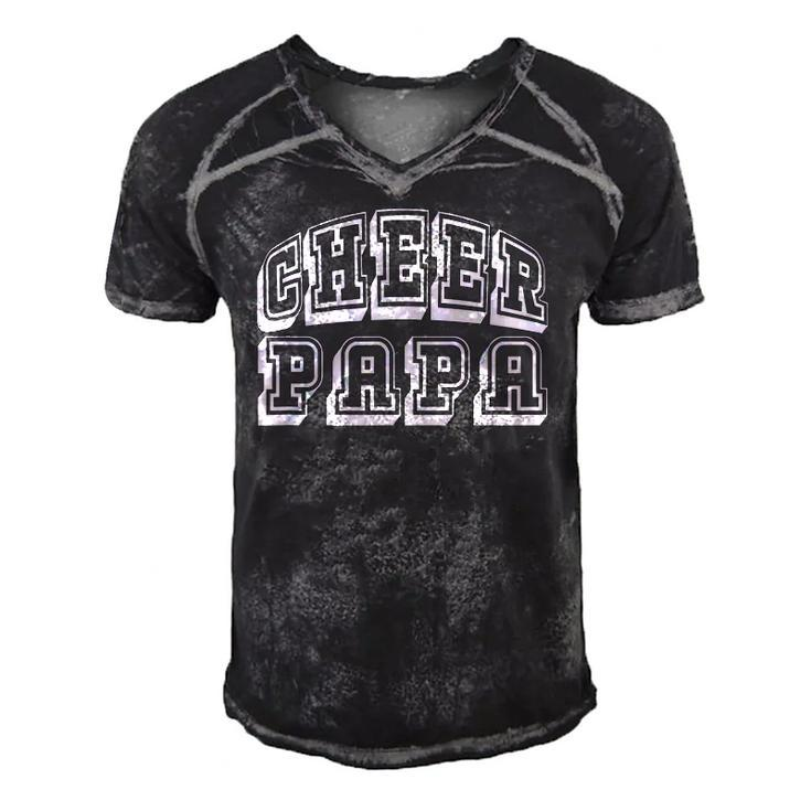 Cheer Papa Proud Cheerleader Funny Dad Fathers Day Men's Short Sleeve V-neck 3D Print Retro Tshirt