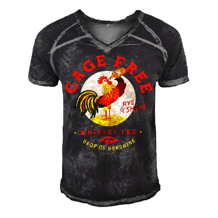 Chicken Chicken Cage Free Whiskey Fed Rye & Shine Rooster Funny Chicken Men's Short Sleeve V-neck 3D Print Retro Tshirt