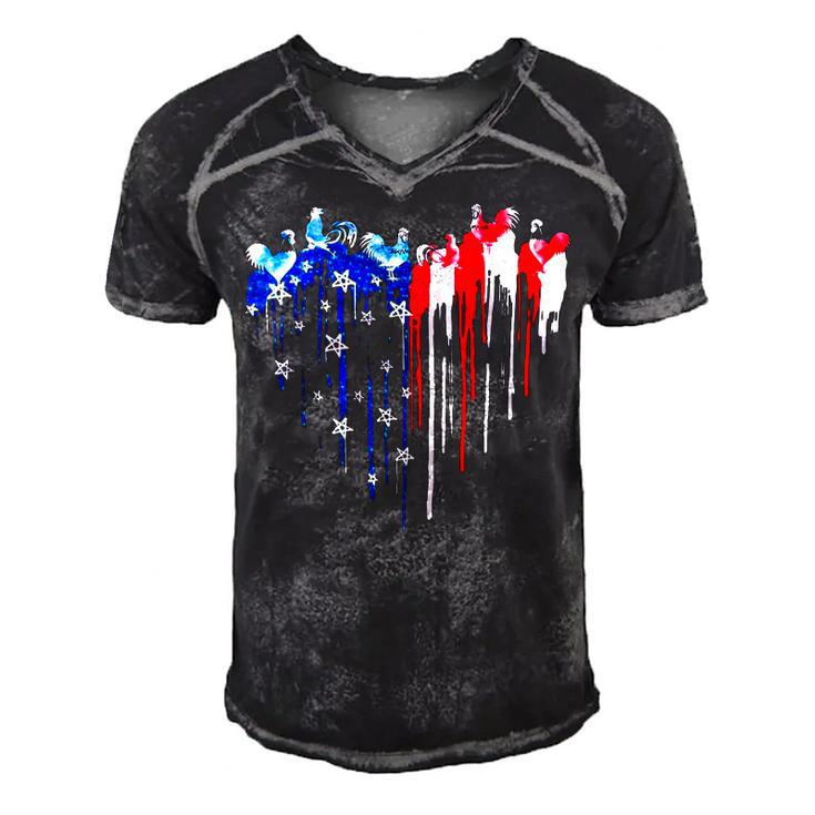 Chicken Chicken Chicken American Flag 4Th Of July Men Women Merica Usa Men's Short Sleeve V-neck 3D Print Retro Tshirt