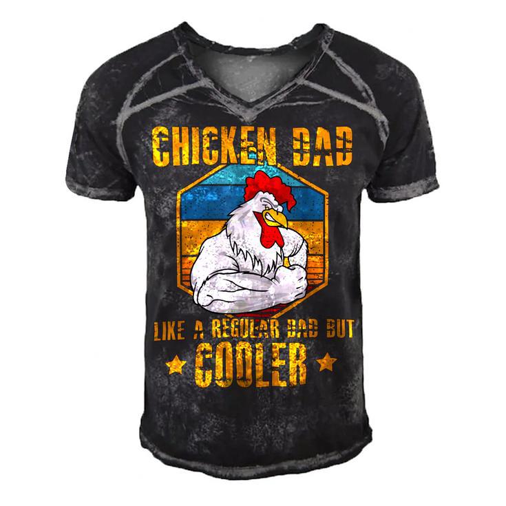 Chicken Chicken Chicken Dad Like A Regular Dad Farmer Poultry Father Day_ Men's Short Sleeve V-neck 3D Print Retro Tshirt