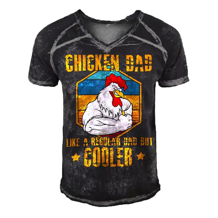 Chicken Chicken Chicken Dad Like A Regular Dad Farmer Poultry Father Day_ V2 Men's Short Sleeve V-neck 3D Print Retro Tshirt
