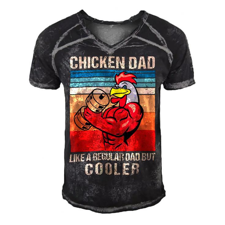 Chicken Chicken Chicken Dad Like A Regular Dad Farmer Poultry Father Day_ V4 Men's Short Sleeve V-neck 3D Print Retro Tshirt