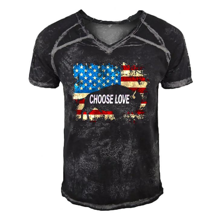 Choose Love Bills Vintage American Flag Men's Short Sleeve V-neck 3D Print Retro Tshirt