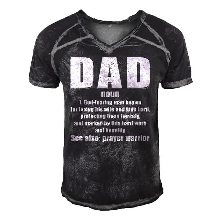 Christian Dad Definition Fathers Day 2021 Prayer Warrior Men's Short Sleeve V-neck 3D Print Retro Tshirt
