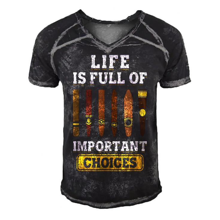 Cigars Smoker Life Is Full Of Important Choices Cigar  Men's Short Sleeve V-neck 3D Print Retro Tshirt