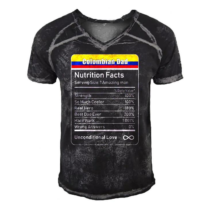 Colombian Dad Nutrition Facts Fathers Men's Short Sleeve V-neck 3D Print Retro Tshirt