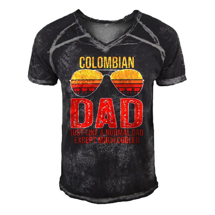 Colombian Dad Retro Sunglasses Colombia Fathers Day Men's Short Sleeve V-neck 3D Print Retro Tshirt