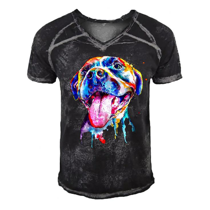 Colorful Pit-Bull Terrier Dog Love-R Dad Mom Boy Girl Funny T-Shirt Men's Short Sleeve V-neck 3D Print Retro Tshirt
