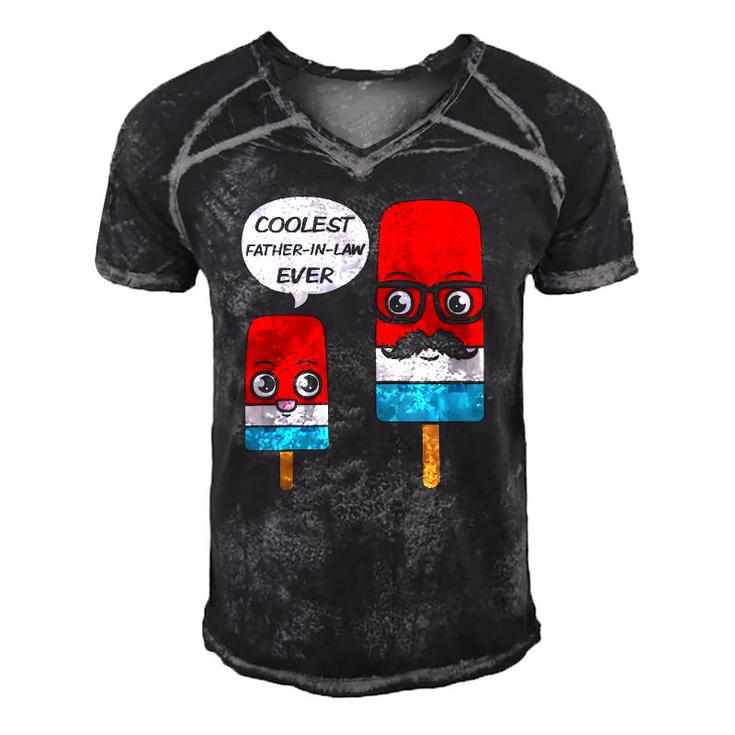 Coolest Father-In-Law Ever Fathers Day Popsicle Ice Cream Men's Short Sleeve V-neck 3D Print Retro Tshirt