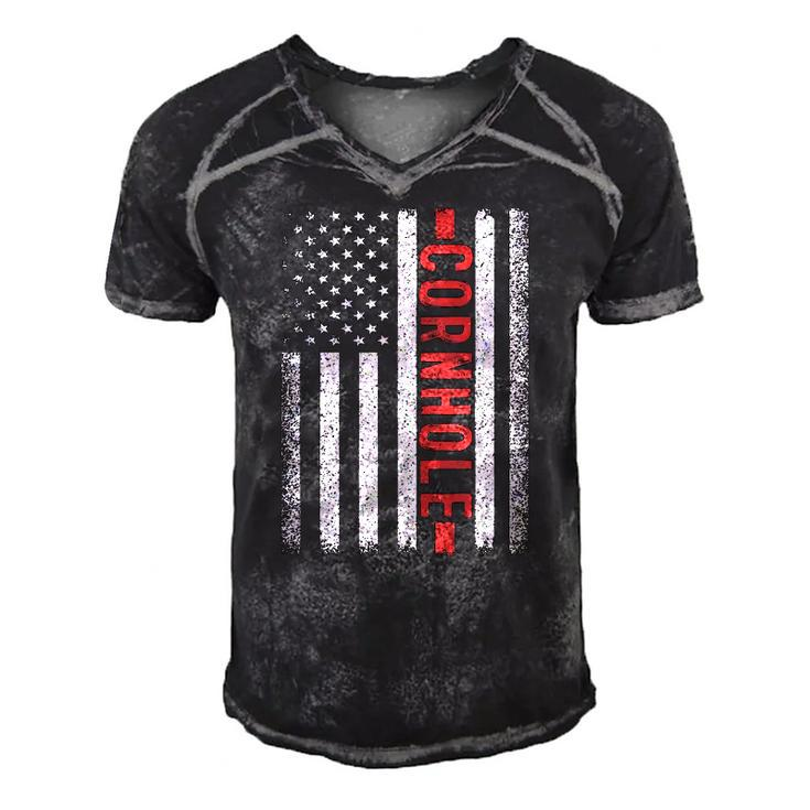 Cornhole American Flag 4Th Of July Bags Player Novelty  Men's Short Sleeve V-neck 3D Print Retro Tshirt