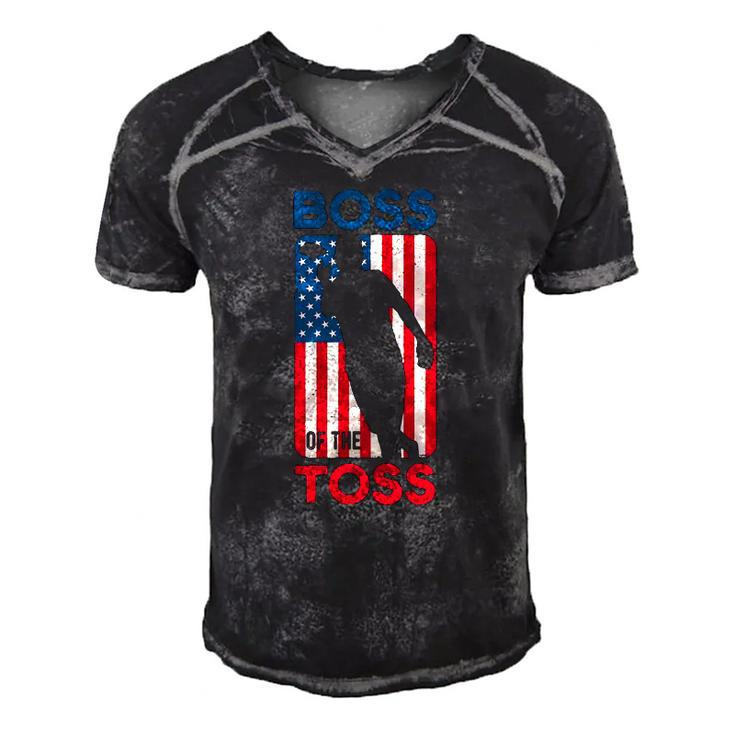 Cornhole S For Men Boss Of The Toss 4Th Of July Men's Short Sleeve V-neck 3D Print Retro Tshirt