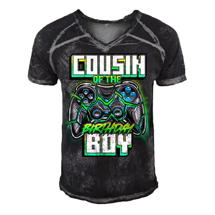 Cousin Of The Birthday Boy Matching Family Video Game Party  Men's Short Sleeve V-neck 3D Print Retro Tshirt