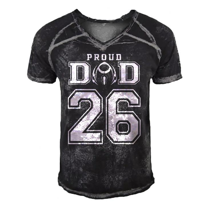 Custom Proud Football Dad Number 26 Personalized For Men Men's Short Sleeve V-neck 3D Print Retro Tshirt