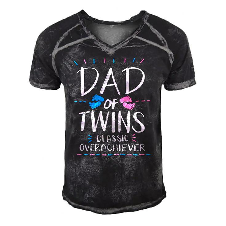 Cute Dad Of Twins Classic Overachiever Funny Parenting Gift  Men's Short Sleeve V-neck 3D Print Retro Tshirt