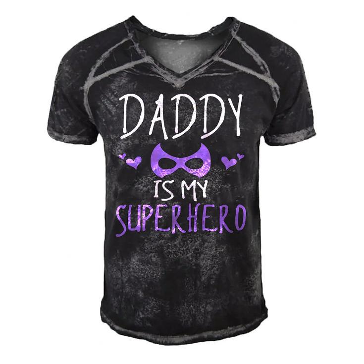 Cute Graphic Daddy Is My Superhero With A Mask Men's Short Sleeve V-neck 3D Print Retro Tshirt