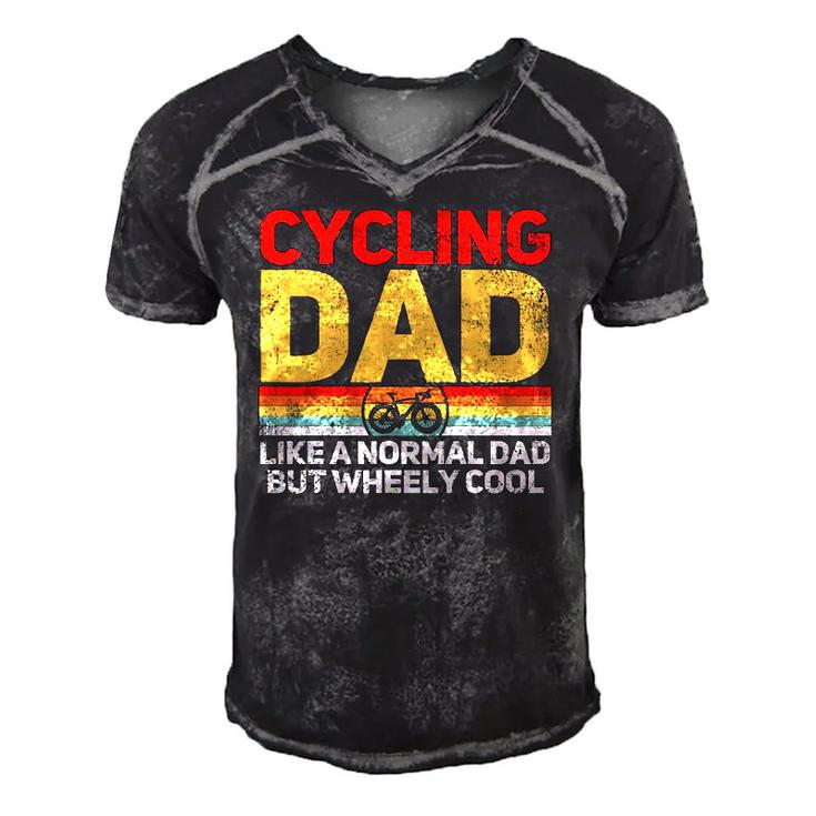 Cycling Cyclist Dad Fathers Day Men's Short Sleeve V-neck 3D Print Retro Tshirt