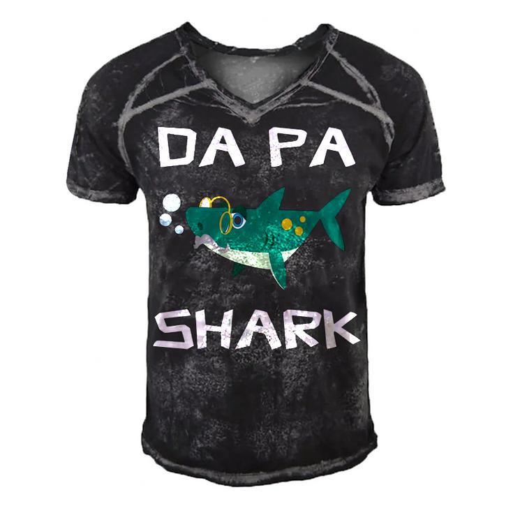 Da Pa Grandpa Gift   Da Pa Shark Men's Short Sleeve V-neck 3D Print Retro Tshirt