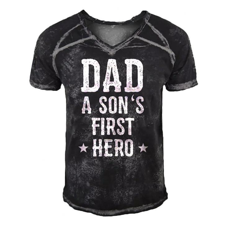 Dad A Sons First Hero Love Funny Father Birthday Gift Men's Short Sleeve V-neck 3D Print Retro Tshirt
