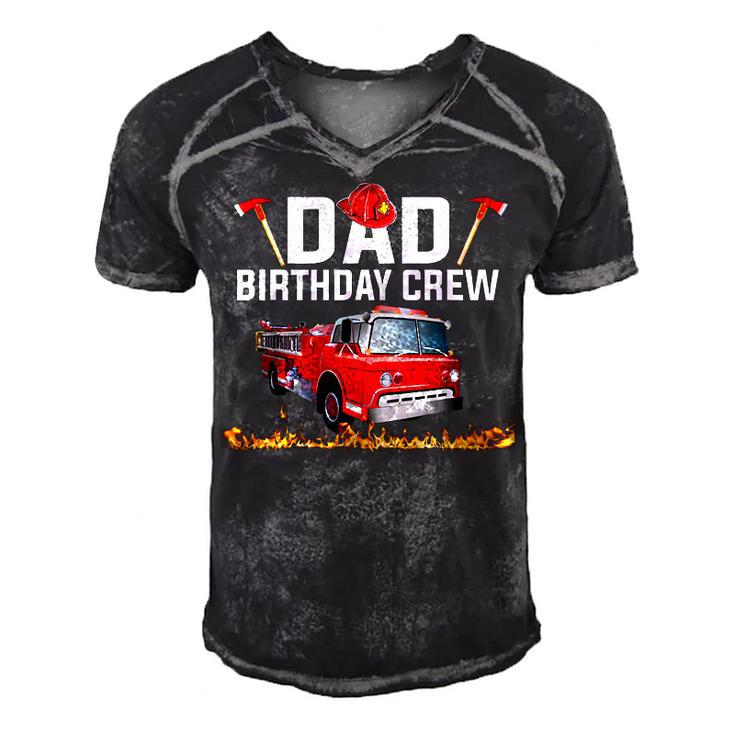 Dad Birthday Crew  Fire Truck Firefighter Fireman Party  V2 Men's Short Sleeve V-neck 3D Print Retro Tshirt