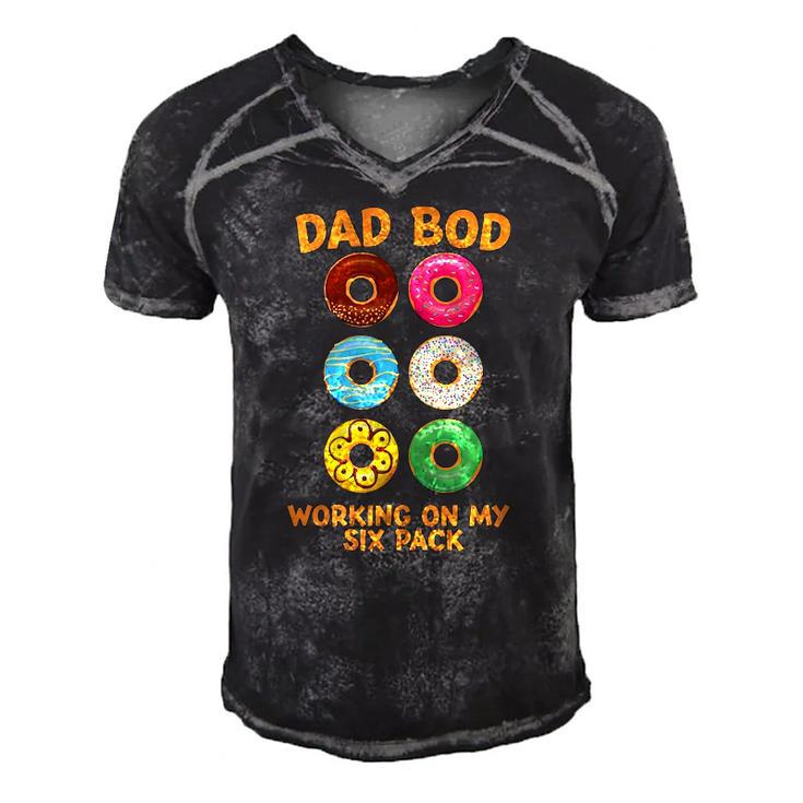 Dad Bod Working On My Six Pack Donut Funny Fathers Day Men's Short Sleeve V-neck 3D Print Retro Tshirt