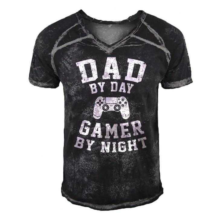 Dad By Day Gamer By Night Cool Gaming Father Gift Idea Men's Short Sleeve V-neck 3D Print Retro Tshirt