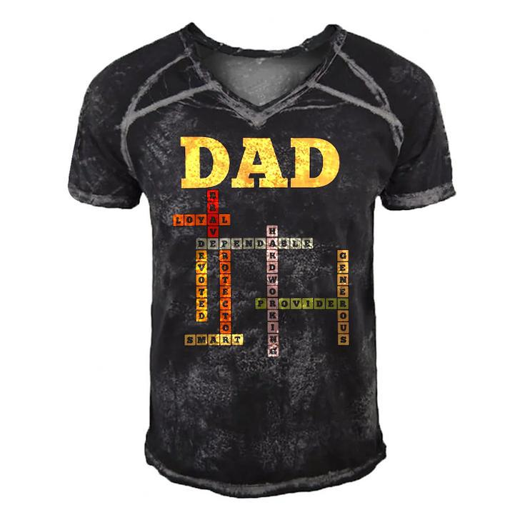Dad Crossword Puzzle - Fathers Day Love Word Games Saying Men's Short Sleeve V-neck 3D Print Retro Tshirt