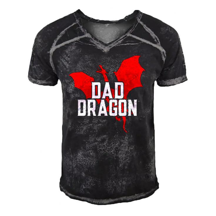 Dad Dragon Lover Fathers Day Men's Short Sleeve V-neck 3D Print Retro Tshirt