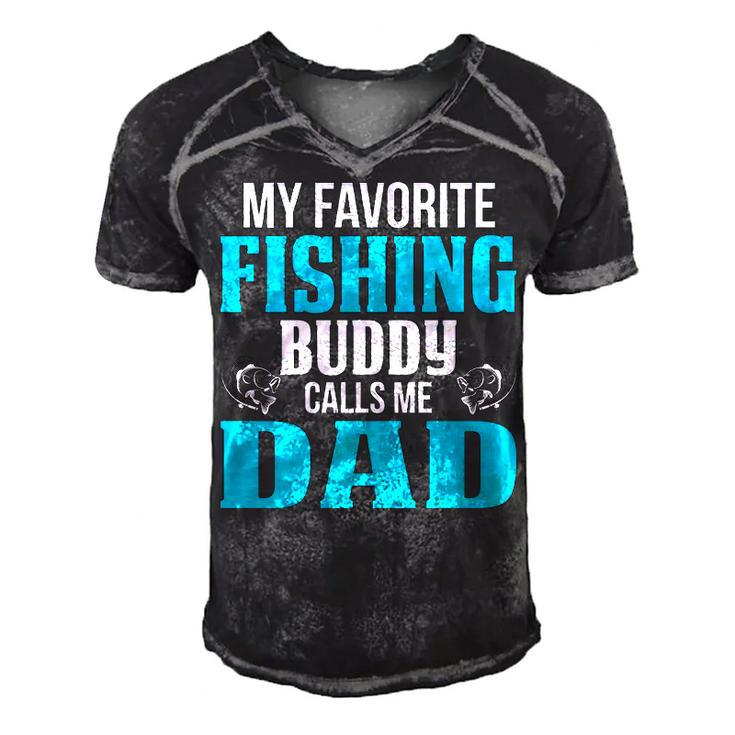 Dad Fishing Gift My Favorite Fishing Buddy Calls Me Dad Men's Short Sleeve V-neck 3D Print Retro Tshirt