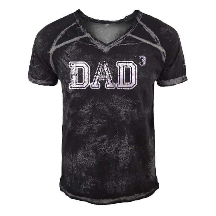 Dad Gifts For Dad Dad Of 3 Three Gift Fathers Day Vintage Men's Short Sleeve V-neck 3D Print Retro Tshirt