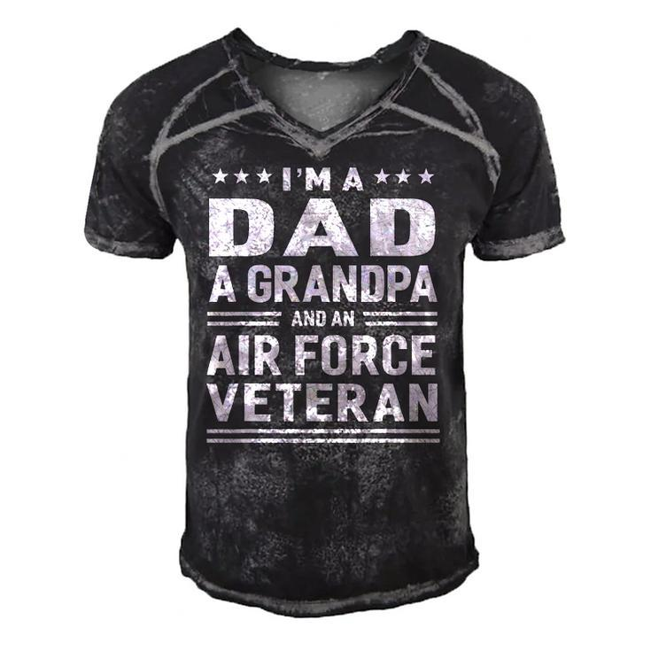 Dad Grandpa Air Force Veteran Vintage Top Mens Gift Men's Short Sleeve V-neck 3D Print Retro Tshirt